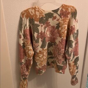 Joie Floral Crew Neck Sweater - Pink, Green, Orange